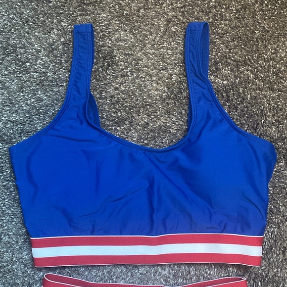 Pink Lily 2 Piece Swimsuit Sports Bra Type Top Bottoms Under Attached Skirt NWOT - Picture 2 of 10